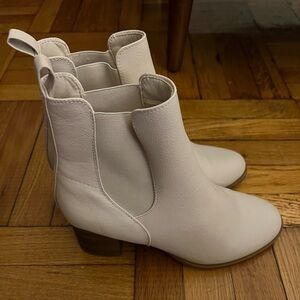 White Faux Leather Booties (9W)